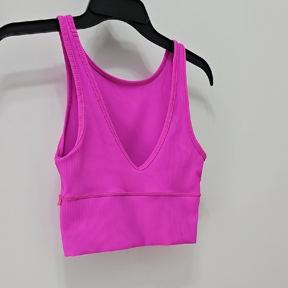 lululemon athletica Tops - Lululemon Vibrant Pink Ribbed Crop Top Meduim